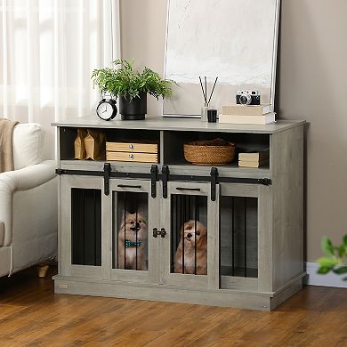 Large Or Small Dog Cage W/ Shelves Sliding Doors, Fancy Puppy Furniture
