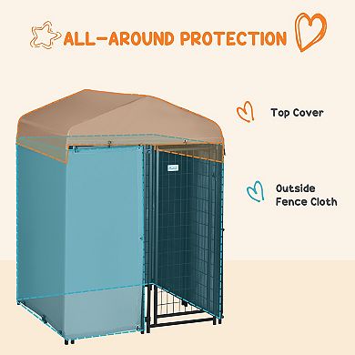 PawHut Dog Playpen Outdoor Dog Kennel w/ Outside Fence Cloth, for S & M