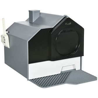 PawHut Hooded Cat Litter Box with Kitty Litter Mat, Kitty Litter Pan with Odor Control