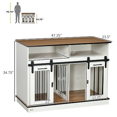 Large Or Small Dog Cage W/ Shelves Sliding Doors, Fancy Puppy Furniture