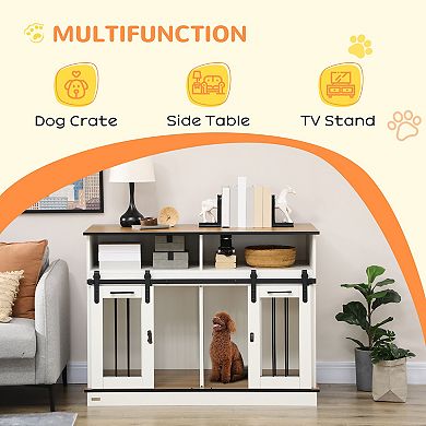 Large Or Small Dog Cage W/ Shelves Sliding Doors, Fancy Puppy Furniture