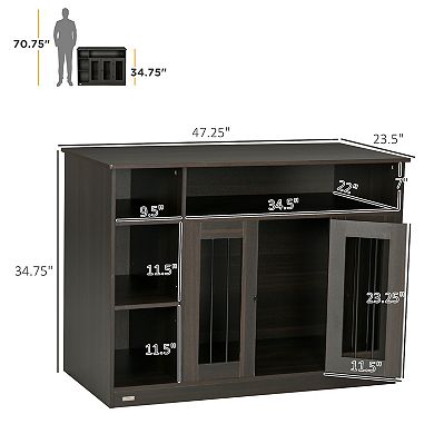 Large & Medium Dog Crate End Table W/ Adjustable Shelf, Extra Storage Space