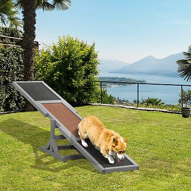 PawHut Wooden Dog Agility Seesaw for Training and Exercise, Platform Equipment Run Game Toy, 71" L x 12" W x 12" H, Gray