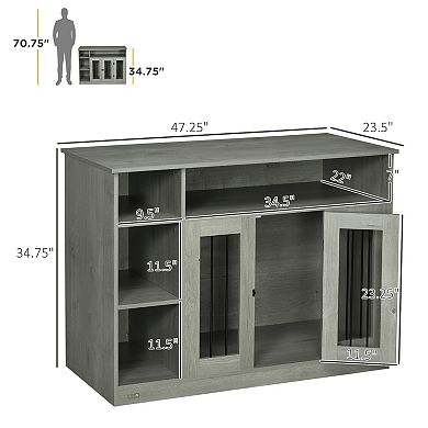 Large & Medium Dog Crate End Table W/ Adjustable Shelf, Extra Storage Space