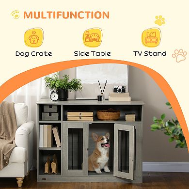 Large & Medium Dog Crate End Table W/ Adjustable Shelf, Extra Storage Space
