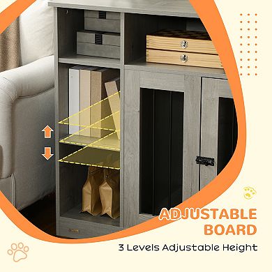 Large & Medium Dog Crate End Table W/ Adjustable Shelf, Extra Storage Space