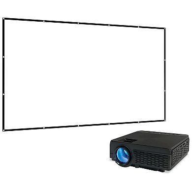 iLive Projector, Projection Screen & Bluetooth Speaker Pop-Up Movie Theater Kit