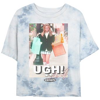 Juniors' Clueless Cher Shopping Crop Top Bombard Graphic Tee