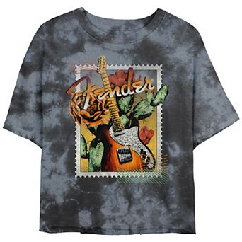 Juniors' Fender Stamp Flower Crop Top Graphic Tee