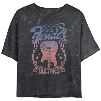 Juniors' Fender Retro Poster Guitar Crop Top Graphic Tee