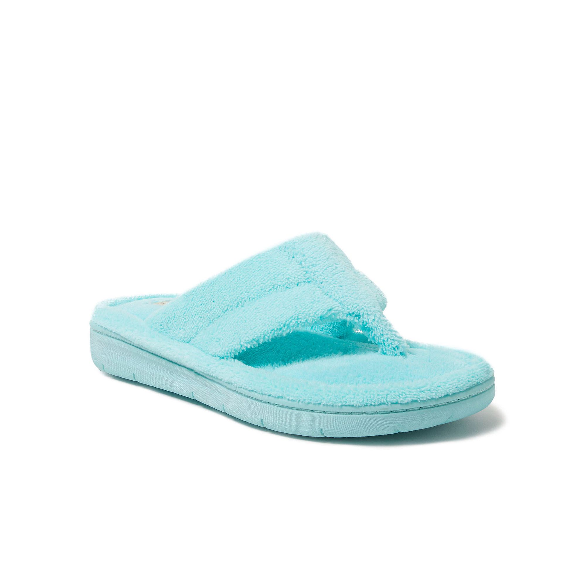Womens Dearfoams Wrenley Terry Thong Slippers, Size: Medium, Aruba Blue