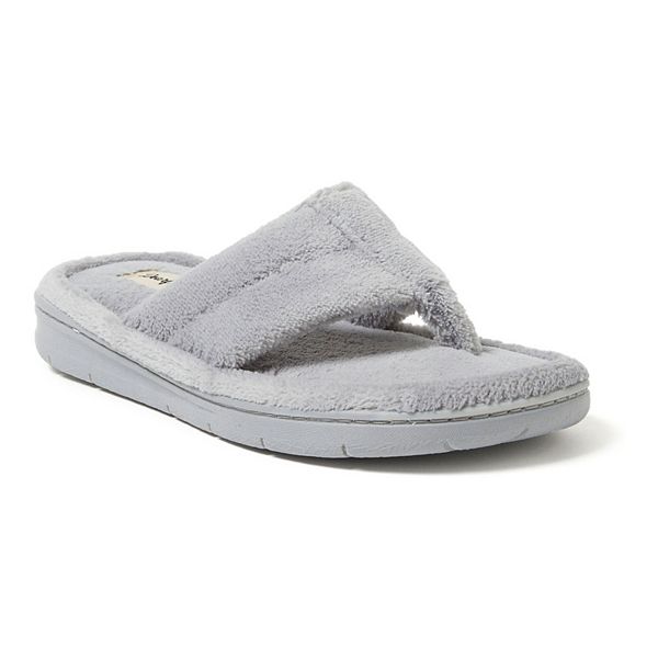 Women's Dearfoams Wrenley Terry Thong Slippers - Sleet (SMALL)