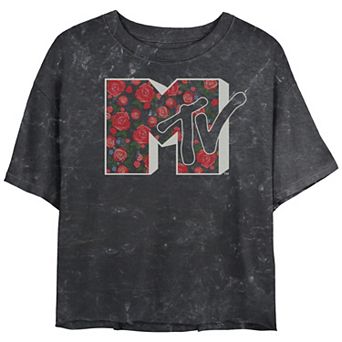 Juniors' MTV Small Roses Logo Crop Top Graphic Tee