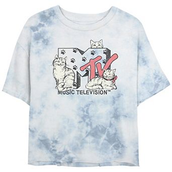 Juniors' MTV Meowsic Television Crop Top Graphic Tee