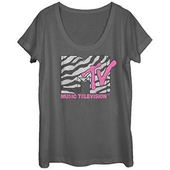 Juniors' MTV Zebra Logo Scoop Neck Graphic Tee