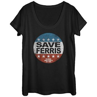 Juniors' Ferris Bueller Ferris Was Saved Scoop Neck Graphic Tee