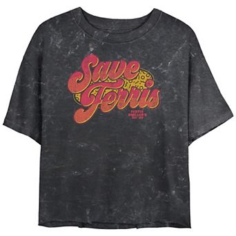 Juniors' Ferris Bueller Save Ferris Crop Top Graphic Tee