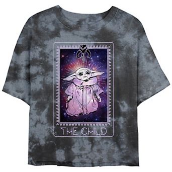 Juniors' Star Wars The Mandalorian Cosmic Tarot Crop Top Graphic Tee