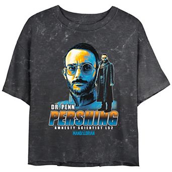 Juniors' Star Wars The Mandalorian Dr. Penn Crop Top Graphic Tee