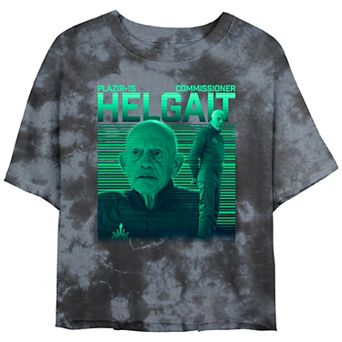 Juniors' Star Wars The Mandalorian Commissioner Helgait Poster Crop Top Graphic Tee