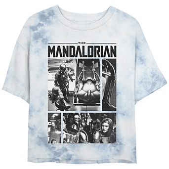 Juniors' Star Wars The Mandalorian Hunter And Prey Crop Top Graphic Tee