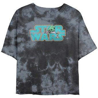 Juniors' Star Wars The Mandalorian The Child Logo Crop Top Graphic Tee