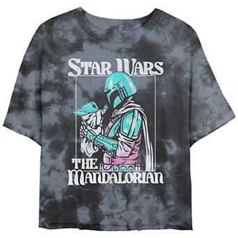 Juniors' Star Wars The Mandalorian Soft Pop Mando Crop Top Graphic Tee