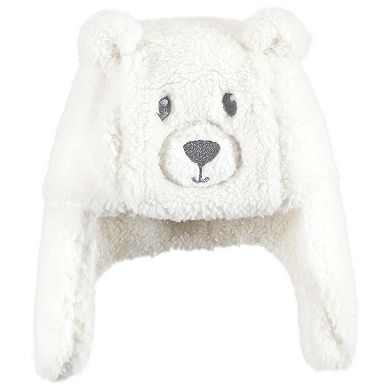 Hudson Baby Unisex Baby Trapper Hat, Mitten and Bootie Set, Cream Bear