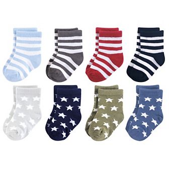 Luvable Friends Baby Boy Fun Essential Socks, Stars Black Blue