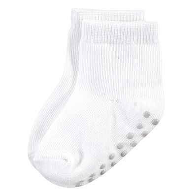 Touched by Nature Baby and Toddler Boy Organic Cotton Socks with Non-Skid Gripper for Fall Resistance, Solid Black