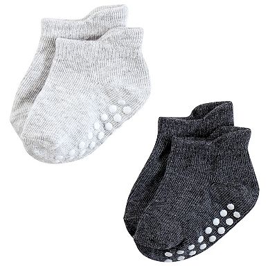 Hudson Baby Infant Boy Non-Skid No-Show Socks, Black White Stripes