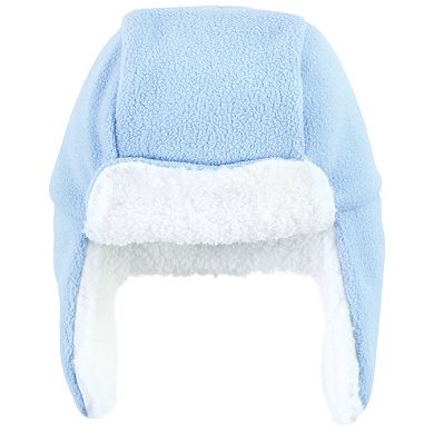 Hudson Baby Unisex Baby Trapper Hat, Mitten and Bootie Set, Blue Elephant