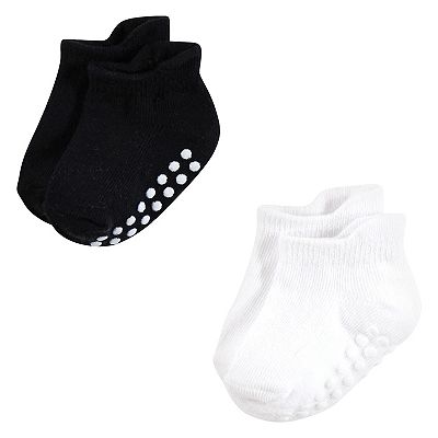 Hudson Baby Infant Boy Non-Skid No-Show Socks, Black White