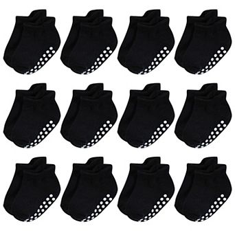 Hudson Baby Infant Boy Non-Skid No-Show Socks, Black