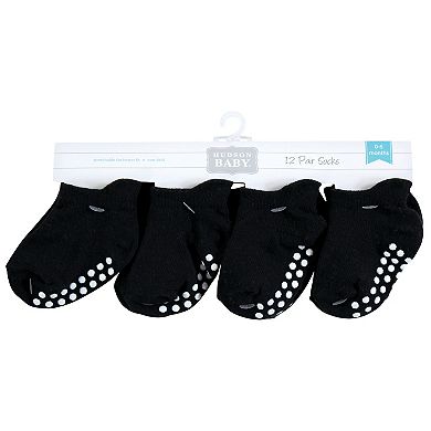 Hudson Baby Infant Boy Non-Skid No-Show Socks, Black