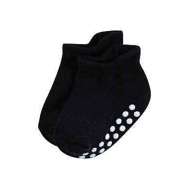 Hudson Baby Infant Boy Non-Skid No-Show Socks, Black, 4-6 Toddler