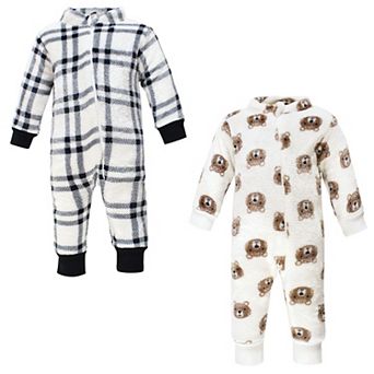 Hudson Baby Infant Boy Plush Jumpsuits, Brown Bear