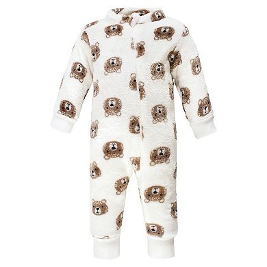 Hudson Baby Infant Boy Plush Jumpsuits, Brown Bear