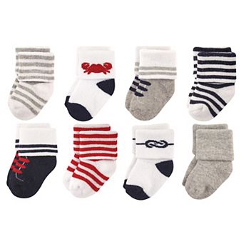 Luvable Friends Baby Boy Newborn and Baby Terry Socks, Nautical