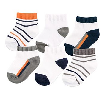 Yoga Sprout Baby Boy Socks, Orange Charcoal 6-Pack, 0-6 Months