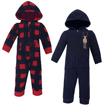 Hudson Baby Infant Boy Fleece Jumpsuits, Coveralls, and Playsuits 2 pk Forest Moose