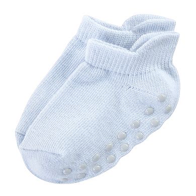 Touched by Nature Baby and Toddler Boy Organic Cotton Socks with Non-Skid Gripper for Fall Resistance, Blue Black