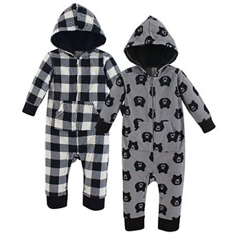 Yoga Sprout Baby Boy Hooded Fleece Jumpsuits 2 pk Bear Baby