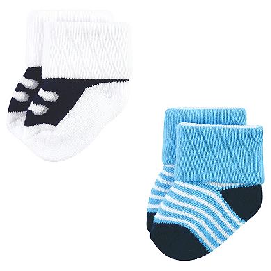 Luvable Friends Infant Boy Newborn and Baby Terry Socks, Blue Navy Sneakers