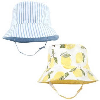 Hudson Baby Infant Girl Sun Protection Hat, Lemon Stripe