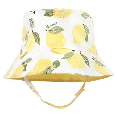 Hudson Baby Infant Girl Sun Protection Hat, Lemon Stripe