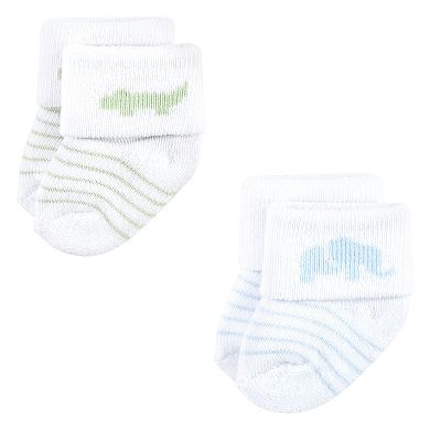Luvable Friends Infant Boy Newborn and Baby Terry Socks, Safari