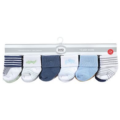 Luvable Friends Infant Boy Newborn and Baby Terry Socks, Safari
