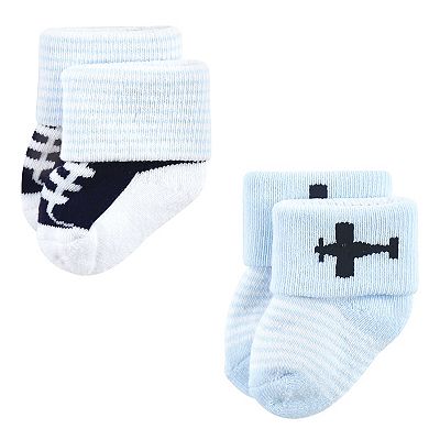 Luvable Friends Baby Boy Newborn and Baby Terry Socks, Airplane 12-Pack