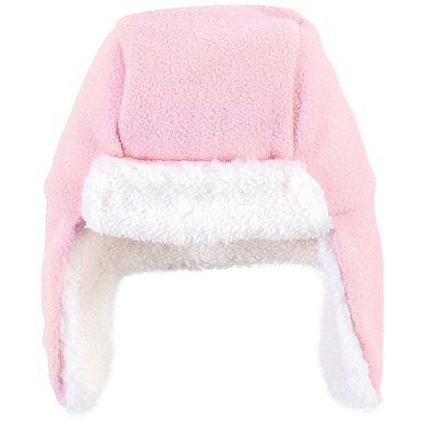 Hudson Baby Infant Girl Trapper Hat, Mitten and Bootie Set, Pink Gray Elephant